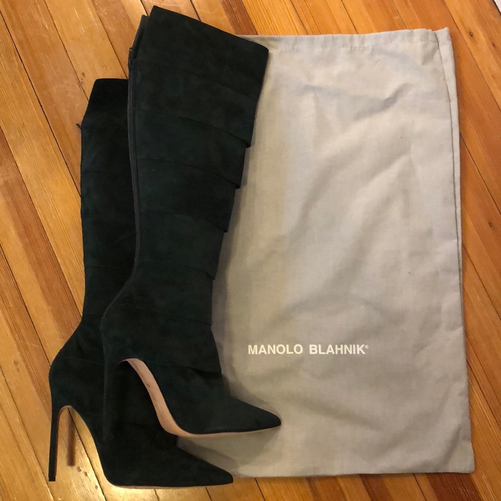 Suede Manolo Blahnik Stiletto Boots